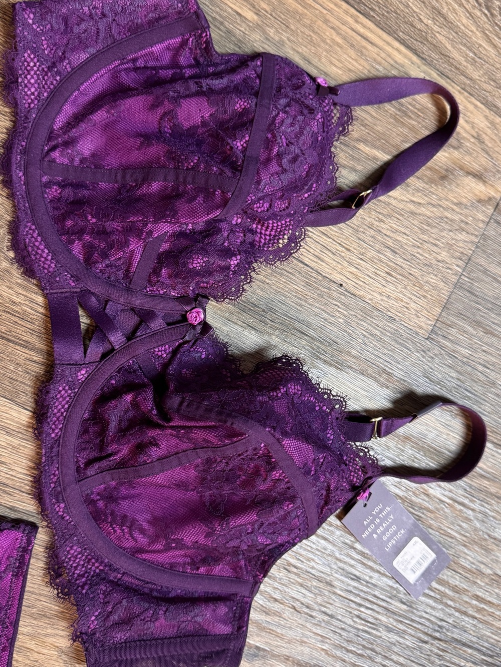 Cacique Plum Lace Underwire Bra & Brief Set 42C 10/12 - Picture 3 of 6